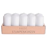 pajoma Stumpenkerzen | Ø 40 x 90 mm, Brenndauer: 9 Stunden (10 Stück, Weiß), Unparfümiert