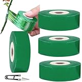 Veredelungsband,4 Rollen Pfropfband,100mx2cm Pflanzenreparaturband,Transparent Band für Obstbaum,Selbstklebendes Pfropfband,Dehnbares Baumpfropfband,mit Schere,für Garten,Baumsetzlinge,Blumen