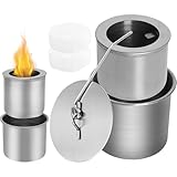 4 Edelstahl Bioethanol Brennertopf mit Glasfaserwolle und Deckel Ethanol Brenner für Brennkammer für Tischkami