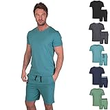 Light & Shade Pyjama-Set mit Oberteil und kurzer Hose für Herren, Blau, L