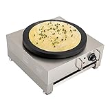 Crepes Maker Creperie Antihaftbeschichtung Ø 40cm 50–300°C Crepeseisen mit Hölzerne Spachtel + Herausziehbares Fach Pfannkuchen Maker für Zuhause Restaurant