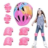 Kinderhelm Und Knieschoner, Kinder Schutzset Mit Helm Ellbogen Knie Handgelenk Protektoren Skateboard, Schützende Sport-Sicherheitsausrüstung für Inlineskaten Skaten Radfahren und Scooterfahren