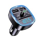 ORIA Bluetooth FM Transmitter, Auto Radio Adapter Bluetooth 5.3, Mikrofon & 2 USB Aufladung, LED Display, Freisprechen Car Kit, Musik-Player, unterstützen BT, SD-Karte, USB-Disk