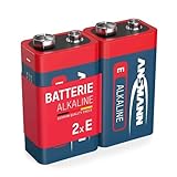 ANSMANN Red Alkaline Batterie 9V E-Block 6F22 Longlife Alkalibatterie (2er Shrink)