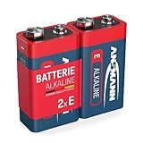 ANSMANN Red Alkaline Batterie 9V E-Block 6F22 Longlife Alkalibatterie (2er Shrink)