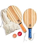 two46 Beachball Set - Frescobol l Der Trendsport aus Brasilien - Handgefertigte Schläger aus Holz (inkl. Anfängerball & Tasche)