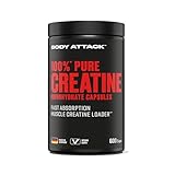 Body Attack Creatin Monohydrat 600 Kapseln - Made in Germany - hochwertiges mikrofeines Kreatin Monohydrat - hochdosierte Creatin Kapseln für die praktische Einnahme