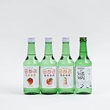 Soju - 4er Mix koreanischer Reiswein - original aus Korea - 12% Vol - 350ml - Verschiedene Geschmäcker -Mango,Peach,Yogurt,Original