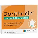 Dorithricin Halstabletten Classic 20 Lutschtabletten bei Halsschmerzen & Schluckbeschwerden - bekämpft Bakterien & Viren - Minzgeschmack - ab 2 J