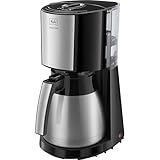 Melitta Enjoy Top Therm - Kaffeemaschine mit Thermokanne aus Edelstahl, Filterkaffeemaschine mit Tropfstopp, für bis zu 10 Tassen Kaffee, edelstahl/schwarz