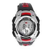 Digitale Uhr wasserdichte Unisex große LED -Display Stoppuhr Kalender Alarm 50m wasserdicht schockdes Gummi -Band Watch für Sportliebhaber, die Wanderschwimmen Laufen Lassen (Schwarz rot)