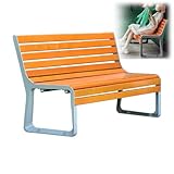KXWOQ3ED Outdoor Parkbank, Aluminium Guss Gartenbank mit Rückenlehne, Wetterfester Holzlatten-Sitz für Park, Veranda, Terrasse, Rasen, Balkon(59in/150cm)