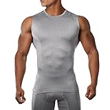 PHJTOMK Schlankes Tanktop für Herren, Bauchmuskeln, Unterhemd, figurformend, Workout, Tank-Top, Brust-Kompressionsshirt, grau, L