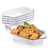 Penbinmall 26.5cm Kleine Auflaufformen 4er Set, 1L Rechteckige Lasagneformen, Kleine Keramik Backform, Rechteckige Backformen mit Griffen, Ofenfest & Mikrowellenfest