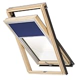 Balio Dachfenster Holz incl. Verdunkelungsrollo und Eindeckrahmen 0-50mm (55 x 72)