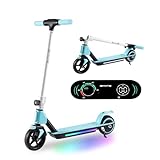Elektroroller für Kinder von 6-12 Jahren,180W Motor, 8KM Reichweite,E Roller Kinder, Einstellbare Geschwindigkeit, Bunte Lichter, LED Display,Faltbarer Elektroscooter Kinder (Blau)