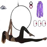 Fitness-Hula-Hoop-Reifen, Aerial-Hoop-Set, professionelle Single-Point-Aerial-Yoga-Hoop-Ausrüstung, komplettes Zirkus-Aerial-Ring-Set aus Edelstahl für Fitness-Tanztraining, 100 cm