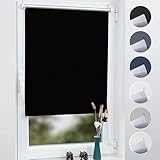 Grandekor Verdunklungsrollo ohne Bohren Schwarz 60x150cm(Stoffbreite 56cm) Rollos für Fenster ohne Bohren & mit Bohren,Verdunkelungsrollo Thermorollo Klemmrollo Fensterrollo verdunkelung Hitzeschutz