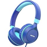 EarFun Kinder Kopfhörer, Kopfhörer Kinder mit Kabel, 85dB Lautstärkenbegrenzer, Superleicht, Faltbarer, Einstellbar, Stereoklang, 90 Grad drehbarer, On-Ear Kinderkopfhörer für Schule/Tablet, Blau