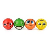 ewtshop® 4er Set Anti-Stress-Bälle, 4 unterschiedlichen Motiven, 6 cm Durchmesser, Knautschball, Knetball
