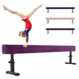 COSTWAY 226 cm Schwebebalken mit 3 Höhen verstellbar, Gymnastikbalken 100 kg belastbar, Heimtrainingsgerät mit robusten Metallbeinen & Rädern, Balancierbalken für Anfänger und Profis (Lila)