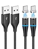 QTUMIST Magnet Ladekabel USB C [1M+1M] 18W Ladekabel Magnetisch Typ C, QC 3.0 Schnellladekabel, Magnetisches USB C Kabel Datenkabel mit Magnet Stecker für Samsung Huawei Honor Xiaomi Redmi Handy