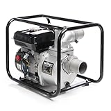 Wiltec Benzin Schmutzwasserpumpe 4kW 48.000l/h, 28m Förderhöhe, Wasserpumpe Gartenpumpe mit 80mm (3') Anschluss 4-Takt-Motor