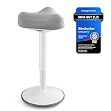 SONGMICS Hocker, Stehhocker um 360° neigbar, Schreibtischstuhl, höhenverstellbar 58-83 cm, großer Sockel, Anti-Rutsch, modern, grau OSC008G01