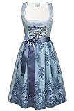 Edelnice Trachtenmode Midi Dirndl hellblau Cloe inkl. Spitzen Dirndlschürze und Charivari Gr. 50