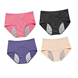 LRXIYODE 4 Stück Damen Periodenunterwäsche aus Atmungsaktivem Mittelhoher Auslaufsicher und Wiederverwendbar Komfortabel für Menstruation und Alltag Farben Schwarz Rot Blau
