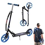 Habib Gruppe Kickroller mit Glänzenden XXL Rädern – Klappbar, 4-Stufig Höhenverstellbar, bis 100kg Belastbar, Tretroller Kickscooter Cityroller für Groß und Klein (Blau)