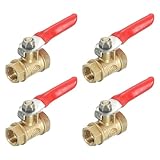 QUARKZMAN 4 Stück Messing Wasser Mini Kugelhahn Absperrventil, G1/8' Innengewinde x G1/8' Innengewinde Schlaucharmatur Gerade Kupplung Adapter, 180 Grad Betätigungsgriff, Messingventil