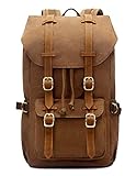 EverVanz Damen Herren Rucksack Reise Wandern Outdoorrucksack Canvas Leder Daypacks für 15 Zoll Laptop Studenten Rucksack für Schule