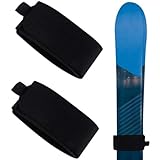INSPUTOL Verstellbare Skibinder, 2 Stück Skigurte, Skigurtverschlüsse, verstellbare Skiwickel, Eva-Skiverschluss, Skibänder mit Schutzpolstern zum Tragen von Ski und Stöcken (schwarz)