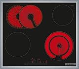 BOSCH PKN645FP2E Elektrokochfeld Serie 6, autarkes Glaskeramik-Kochfeld 60 cm breit, DirectSelect, Bräterzone, ReStart, Umlaufender Rahmen, PowerBoost, Schwarz