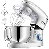 CHeflee Küchenmaschine Teigmaschine 2000W Knetmaschine,Mit 6.2L EdelstahlschüSsel,6 Geschwindigkeit Reduzierte GeräUsche,Mit RüHrbesen,RüHrhaken,SpritzwassergeschüTzter Knetmaschine Mit Knethaken
