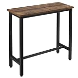 WOLTU 1x Bartisch Bistrotisch Stehtisch Esstisch, Metallgestell, Tischplatte aus MDF, Vintage-Holzoptik, 100x100x40cm(BxHxT)