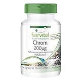 Fairvital | Chrompicolinat - 200mcg Chrom pro Tablette - Hochdosiert - Vegan - Chromium Picolinate - essentielles Spurenelement - 90 Tabletten