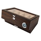 DRYIC Zigarrenkisten, Humidoren, handgemachte Zigarren Etui Cecigar Desktop Box mit Front Digital Hygrometer Zigarrenkiste Glasdeckel für 50 Zigarren