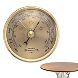 Hausbarometer - 3 in 1 Funk-Thermometer Innen Außen - Thermometer Hygrometer Wand für Terrasse, Wand oder Dekoration, rundes hängendes Thermometer, 70 mm Durchmesser, Barometerthermometer