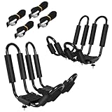 SOARS 4 x Kajakträger, Bootshalter mit Schaumpolsterung, Autodachträger universal, Kajakstütze J-Form, Dachträger für Boot & Kajak inkl. 4 Befestigungsbänder