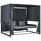 Outsunny Hollywoodschaukel mit Pergola, wetterbeständige Gartenschaukel mit Kissen, Schaukelbett für Balkon, Garten, 235 x 180 x 210 cm, Dunkelgrau