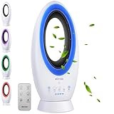 Echos®- 2-in-1 Design Akku Turmventilator Standventilator mit Fernbedienung kabellos - Akku- oder Strombetrieb - Leiser Ventilator Tischventilator oszillierend - Fernbedienung LED Beleuchtung