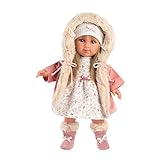 Llorens 1053541 Puppe Elena mit blonden Haaren und blauen Augen, Fashion Doll mit weichem Körper, inkl. trendigem Outfit mit Kapuzenmantel, 35cm