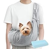 Hundetragetasche Hundetragetuch Hundetasche für Unterwegs mit verstellbarem Schultergurt bis 7.5kg für Katzen und HundeGeeignet für Spaziergang Aktivitäten im Freien und Ausflüge (Grau)