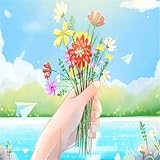 Januave Malen Nach Zahlen Erwachsene,Blume See Himmel DIY Handgemalt Ölgemälde Leinwand Kit für Anfänger,Paint by Numbers mit Pinseln und Acrylfarbe für Geschenke und Wand Dekor 50x65cm(Ohne Rahmen)