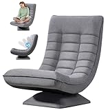 Asukale Bodenstuhl verstellbare Rückenlehne, 360° Drehbar Klappbar 150kg Gepolstert, Gaming Sessel Wohnzimmer Relaxsessel, Atmungsaktive Leinen Fernsehsessel, Lesesessel, Bodensessel, Grau