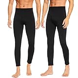 SIMIYA Lange Unterhosen Herren Winter - Lange Unterhose Männer mit Eingriff und Thermo Weichem Innenfleece Leggings Bottoming Stretchbund Winddicht Thermounterhose(2 x Schwarz,L-XL)