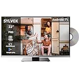 SYLVOX 22 Zoll Smart TV für Wohnmobile|DVD Play Eingebaut|Google Play|Chromecast| |HBBTV|DC 12V Android 11 Fernseher | 1080P| ATV DTV| Äußerst schmale Lünette| Ideal für Wohnmobile Wohnzimmer