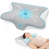Restnature Orthopädisches Nackenkissen Kopfkissen - Memory-Schaum-Kissen mit Höhenverstellung für Seitenschläferkissen, Rücken- & Bauchschläfer, Ergonomisches Nackenstützkissen mit Bezug, Weiß & Grau